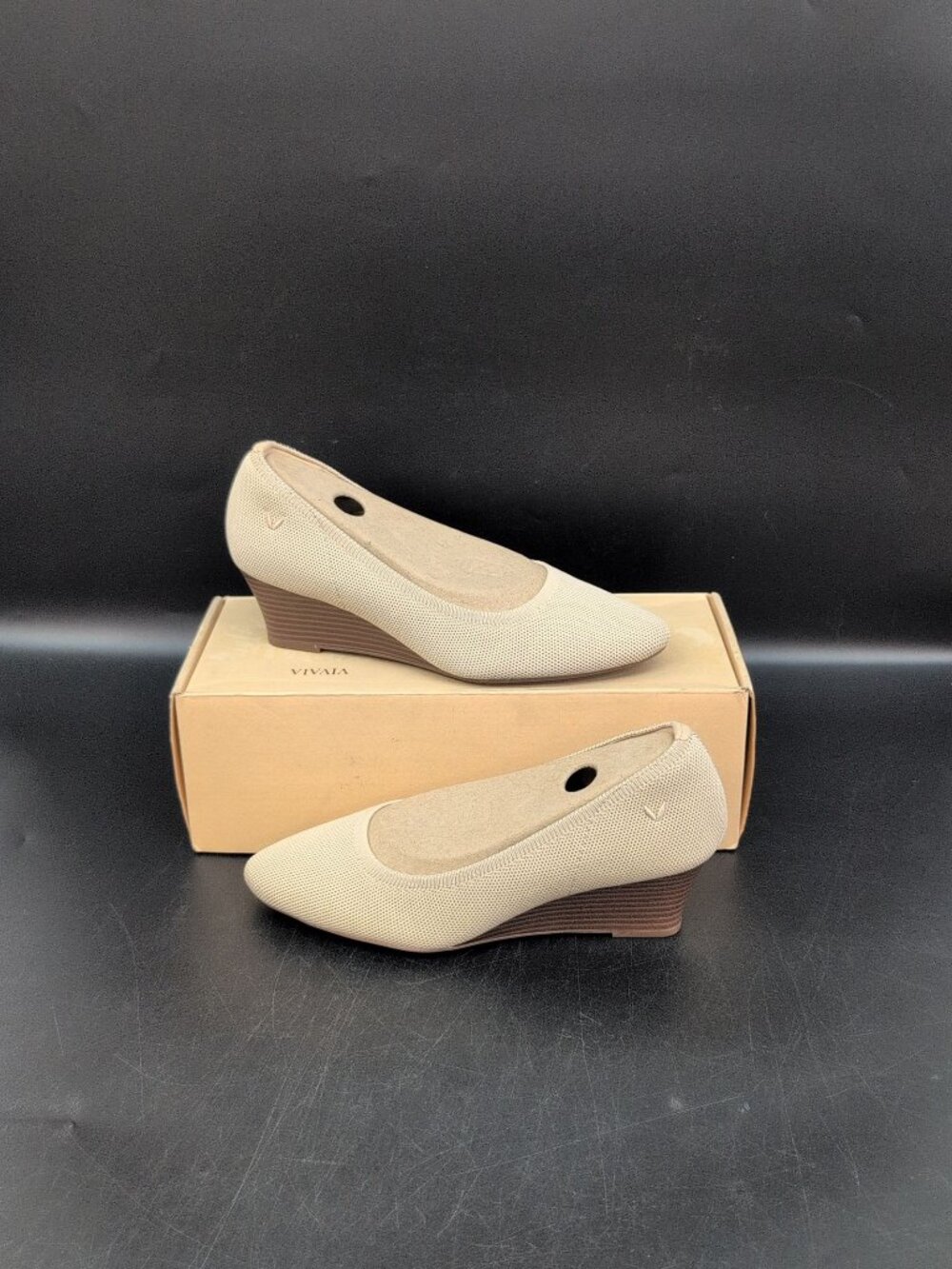 Vivaia Tamia Almond Toe Women's Wedge Pro Heels Shoe EU 37 M Almond